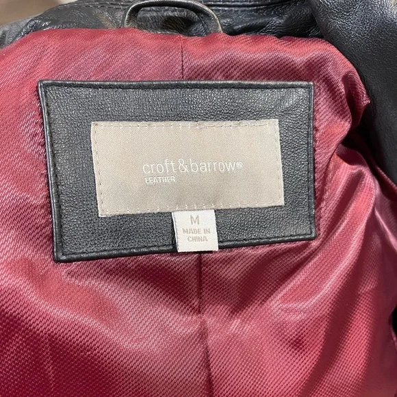 Croft & Barrow Black Leather Jacket, EUC, size M - Picture 8 of 14